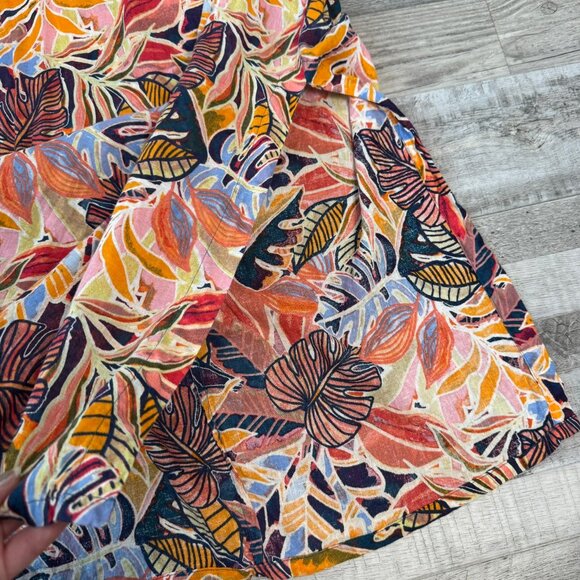 C+C California linen blend botanical short sleeve midi dress size large D2 - Picture 7 of 8